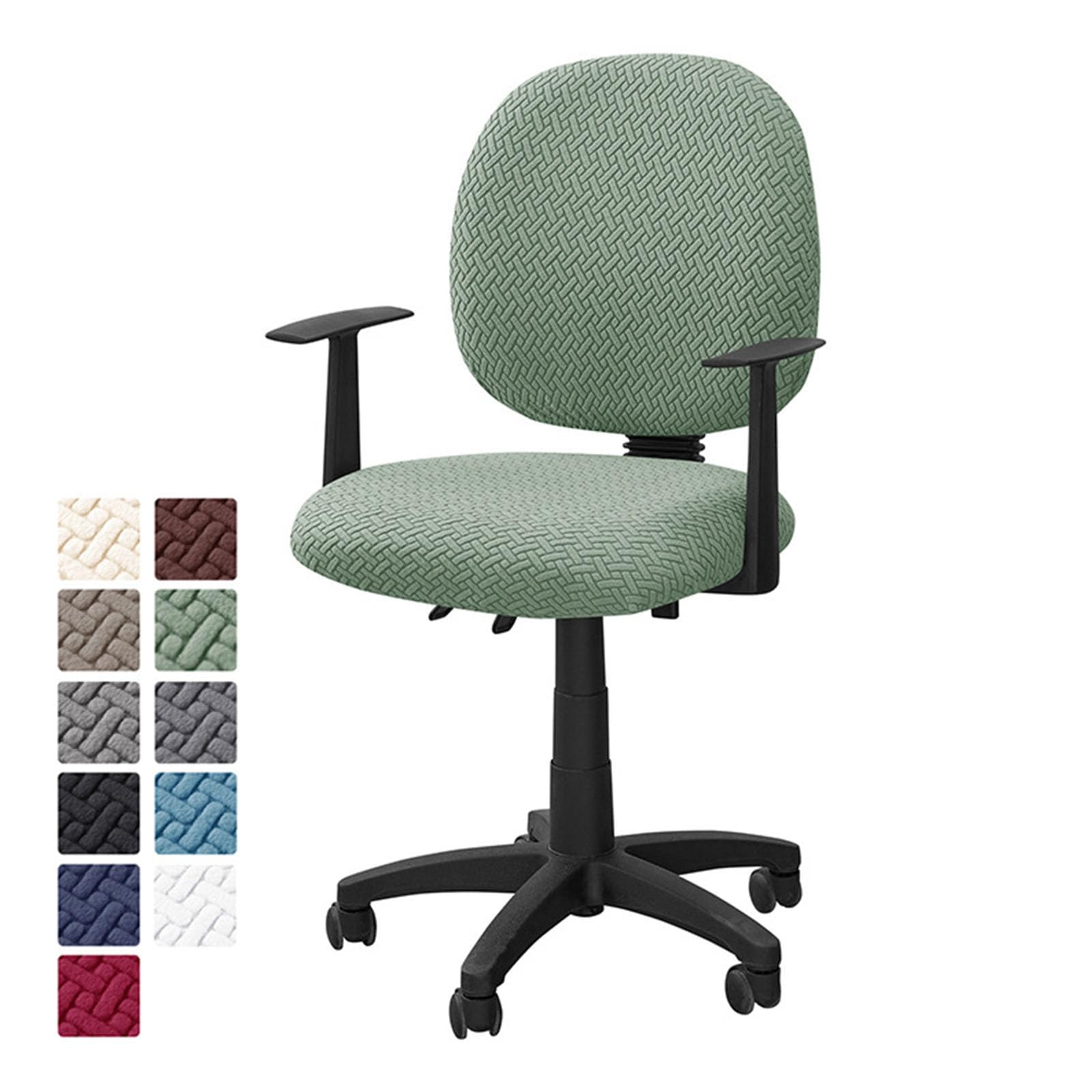 Morbuy Funda Silla Escritorio de Split Estirable, Jacquard Color Puro Fundas Sillas Ajustables Funda Oficina Lavable y Cubierta Protectora Giratoria Silla para Silla de Reposabrazos (Verde)