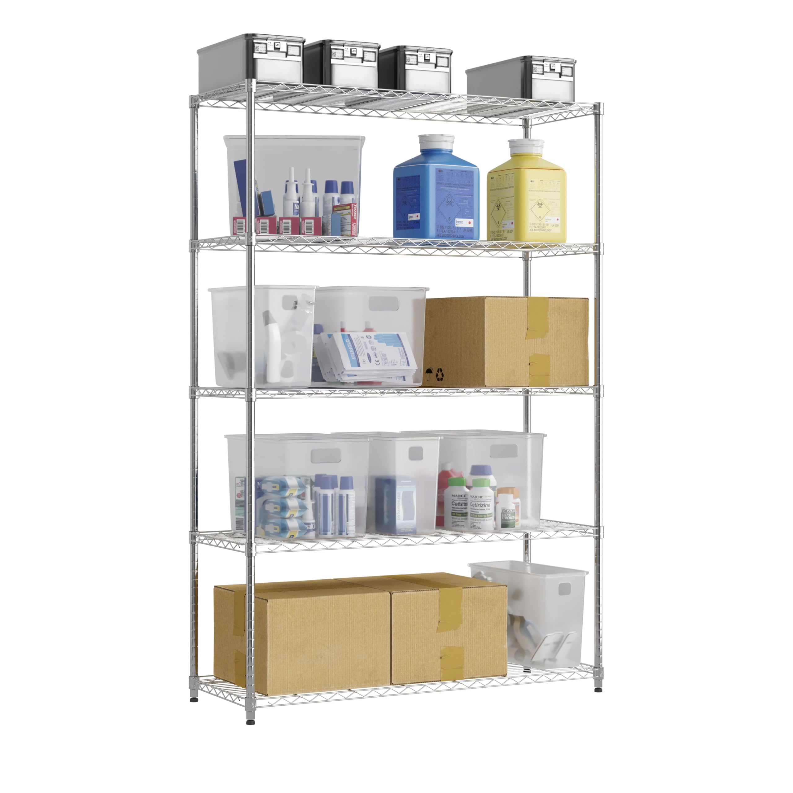 Racking Solutions Heavy Duty Chrome Wire Shelving Racking Free Next Day Delivery (1838mm H x 1212mm W x 457mm D) โ image 1