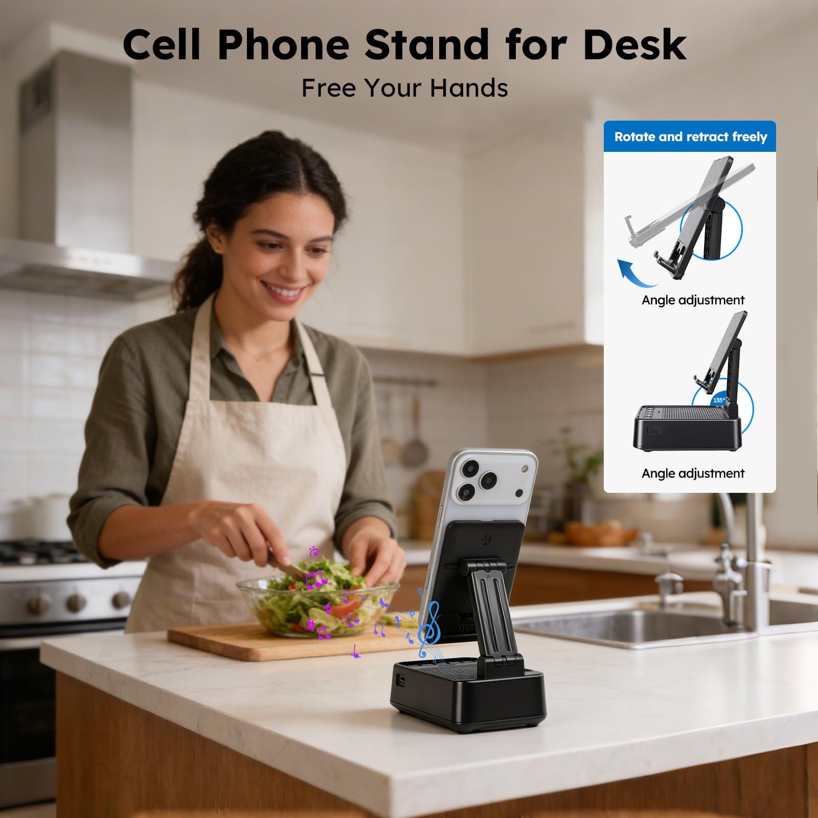 Geschenke für Männer und Frauen, Telefonständer mit Bluetooth-Lautsprecher und LED-Umgebungslicht, HD-Surround-Sound-Lautsprecher, kompatibel mit allen iPhone/Android-Handys, iPad, Kindle