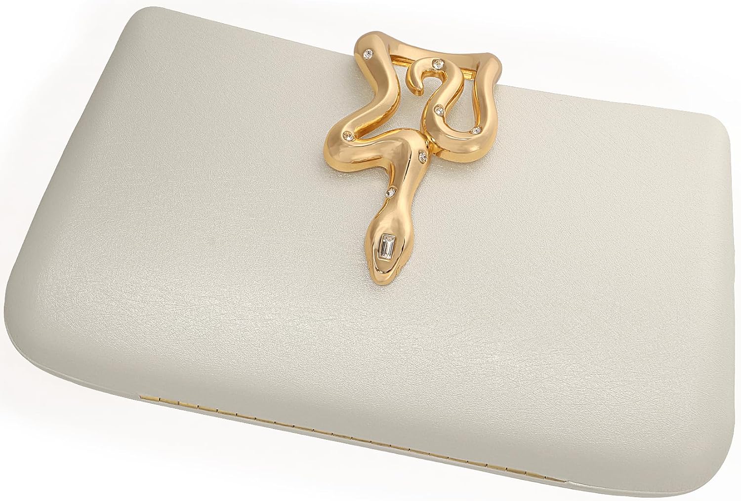 Women's Formal Evening Clutch Purse Synthetic Leather with Snake Clasp, Detachable Strap for Wedding, Prom, Party
