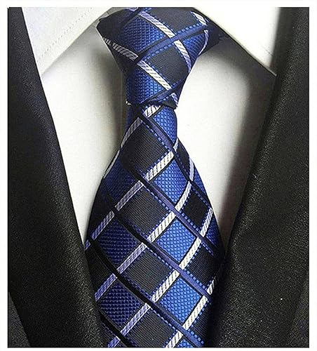 Vista 2 de Corbata clásica de seda tejida jacquard azul claro para hombre + caja de regalo