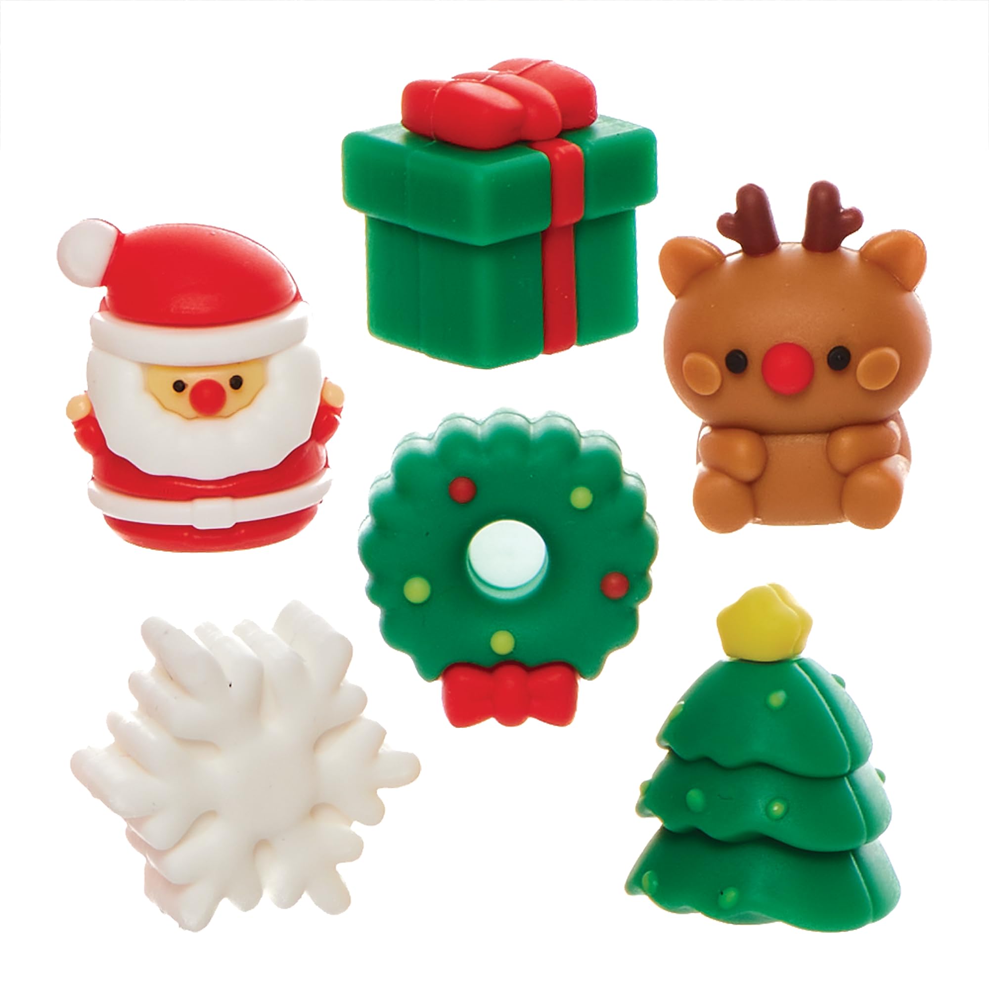 Baker Ross FN346 Christmas Erasers - Pack of 12, Christmas Party Bag Fillers for Kids, Red, 20mm