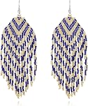 Western Earrings for Women Western Jewelry Beaded Tassel Earrings Boho Feather Dangle Earrings Trendy Handmade Jewelry Gift