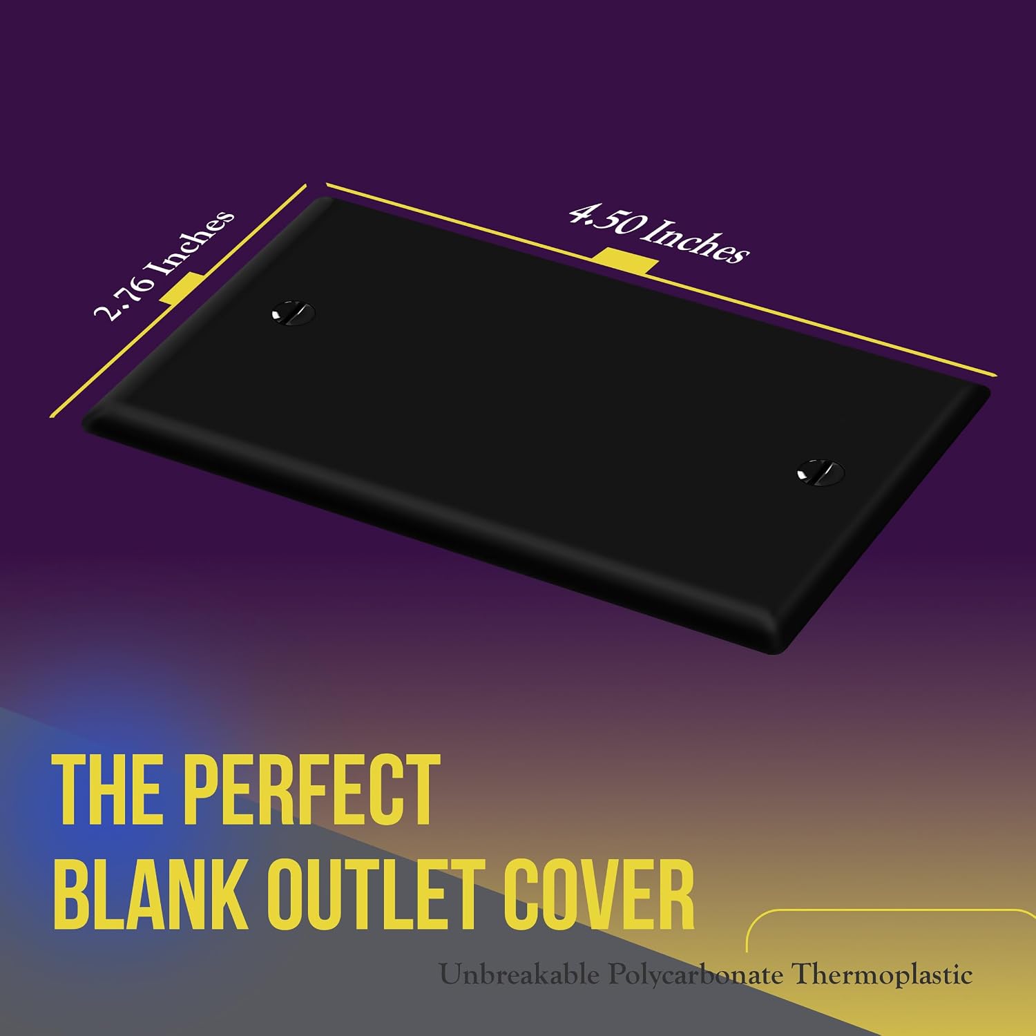ENERLITES Blank Device Wall Plate, Gloss Finish, Standard Size 1-Gang 4.50" x 2.76", Polycarbonate Thermoplastic, 8801-BK-10PCS, Black (10 Pack) image 2