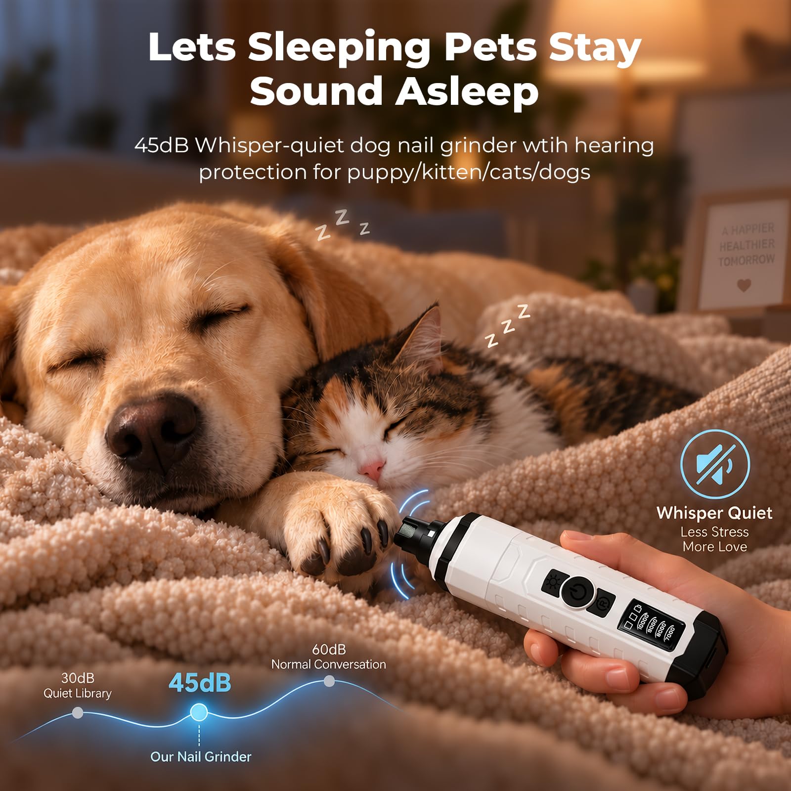 Smerigliatrice per unghie ultra silenziosa per cani e gatti sensibili