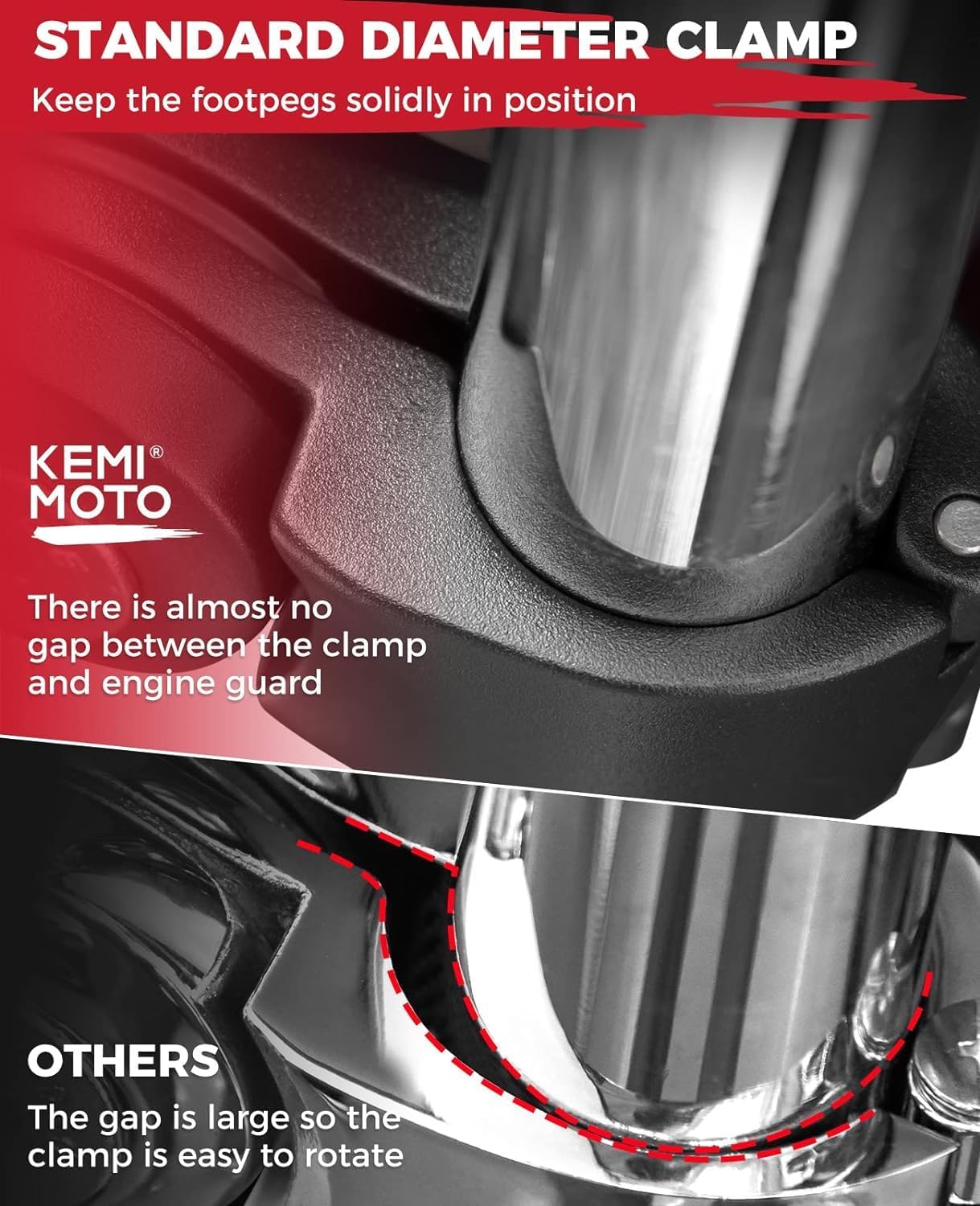 KEMIMOTO Motorcycle Black Highway Pegs, Adjustable Foot Peg Compatible with Touring Road Glide Street Electra Glide Road King with 1.25 Engine Guard