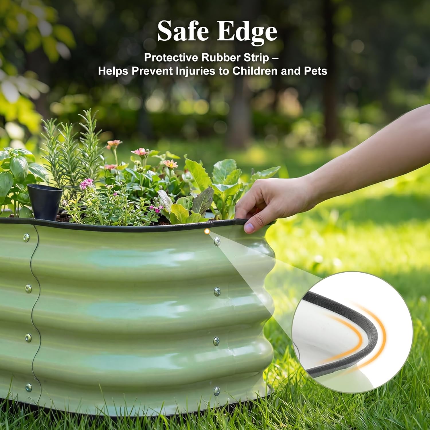 BPS Self-Watering Raised Garden Bed 47.2'' with Drainage Plugs, Indoor/Outdoor Metal Raised Beds for Gardening, Durable Galvanized Planter Box for Vegetables, Flowers, Herbs, and Fruit