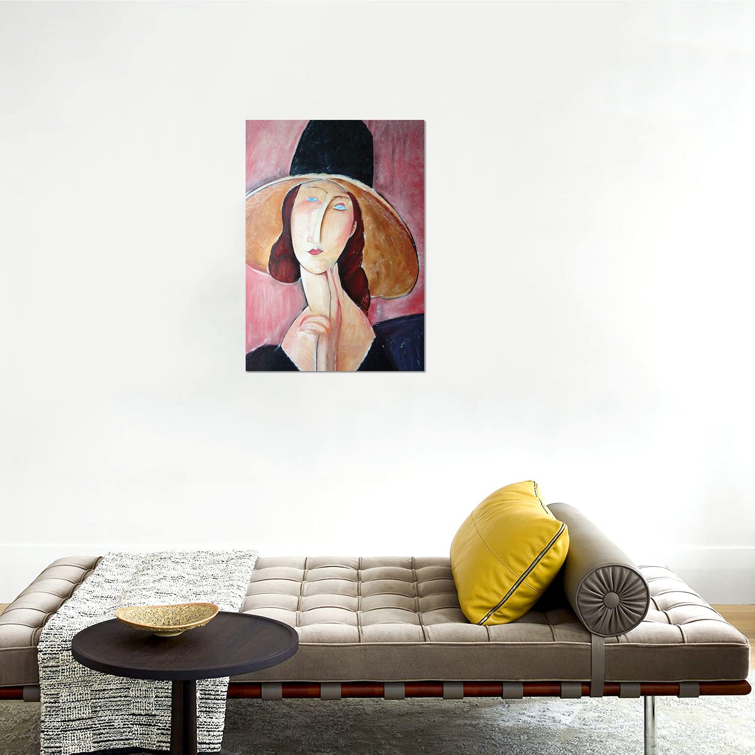 Giallobus - Quadro - Amedeo Modigliani - Jeanne Hebuterne con Copricapo Largo - Vetro Acrilico - 50x70 - Pronto da Appendere - Quadri Moderni per la casa