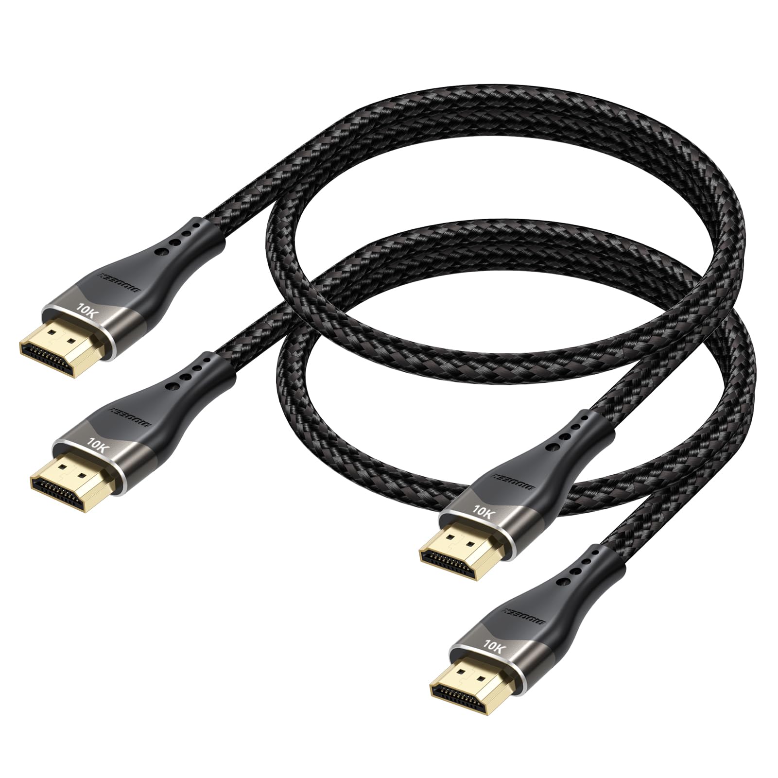 Cable HDMI corto de 2 pies, 2 unidades, 10K, 8K, 4K, HDMI 2.1, 2 pies, 48 Gbps, cable HDMI trenzado de ultra alta velocidad, 8K a 60Hz, 4K a 120Hz, eARC, HDR10+, HDCP2.3 para monitor