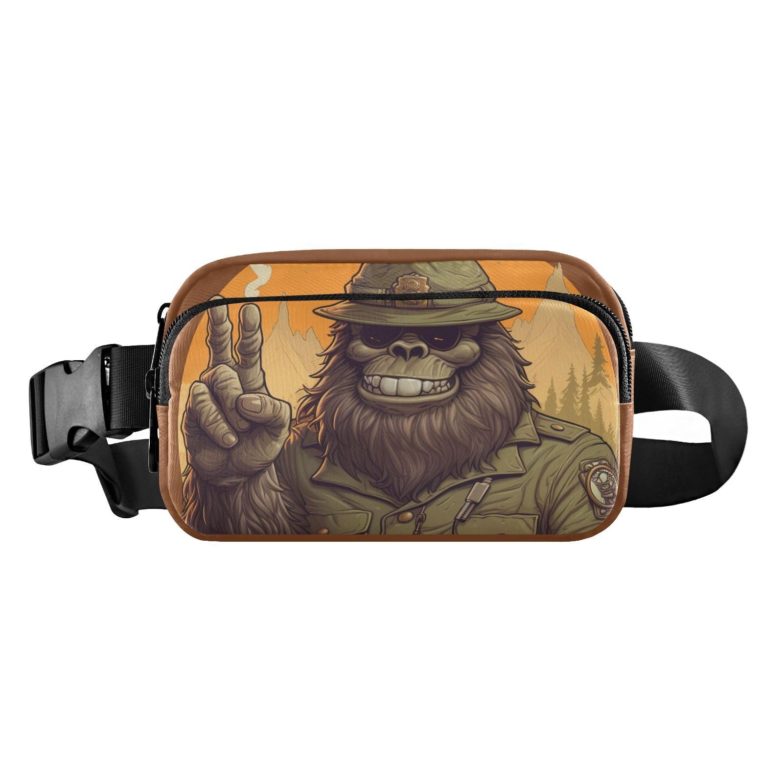 ZENWAWA Explorer Sasquatch Fanny Pack Water Resistant Adjustable Belt Waist Pack Travel Pouch for Running Hiking Training 8×5.3×1.6 inch