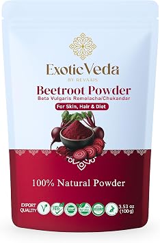 Organic Beetroot Powder 100g3.53oz | 100%Pure Beet Root Supplement-Vegan, Gluten-Free, Non-GMO | Natural Food Coloring & Nutrient-Rich Superfood for Smoothies, Baking, Cooking & Skincare