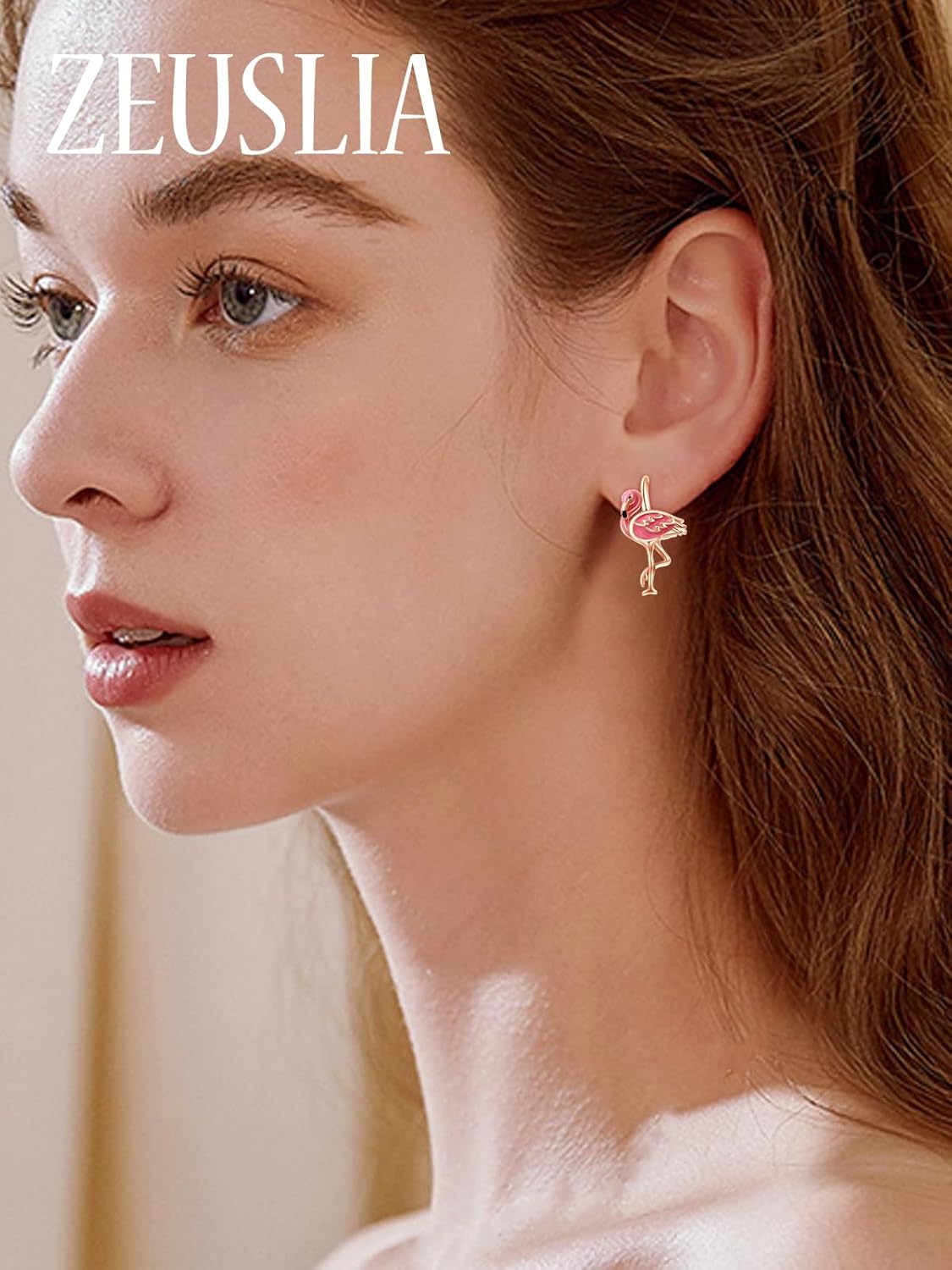 Flamingo Hoop Earrings Sterling Silver Small Animal Leverback Hoop Earrings Flamingo Earrings for Sensitive Ears Flamingo Jewelry Gifts for Women Teenager