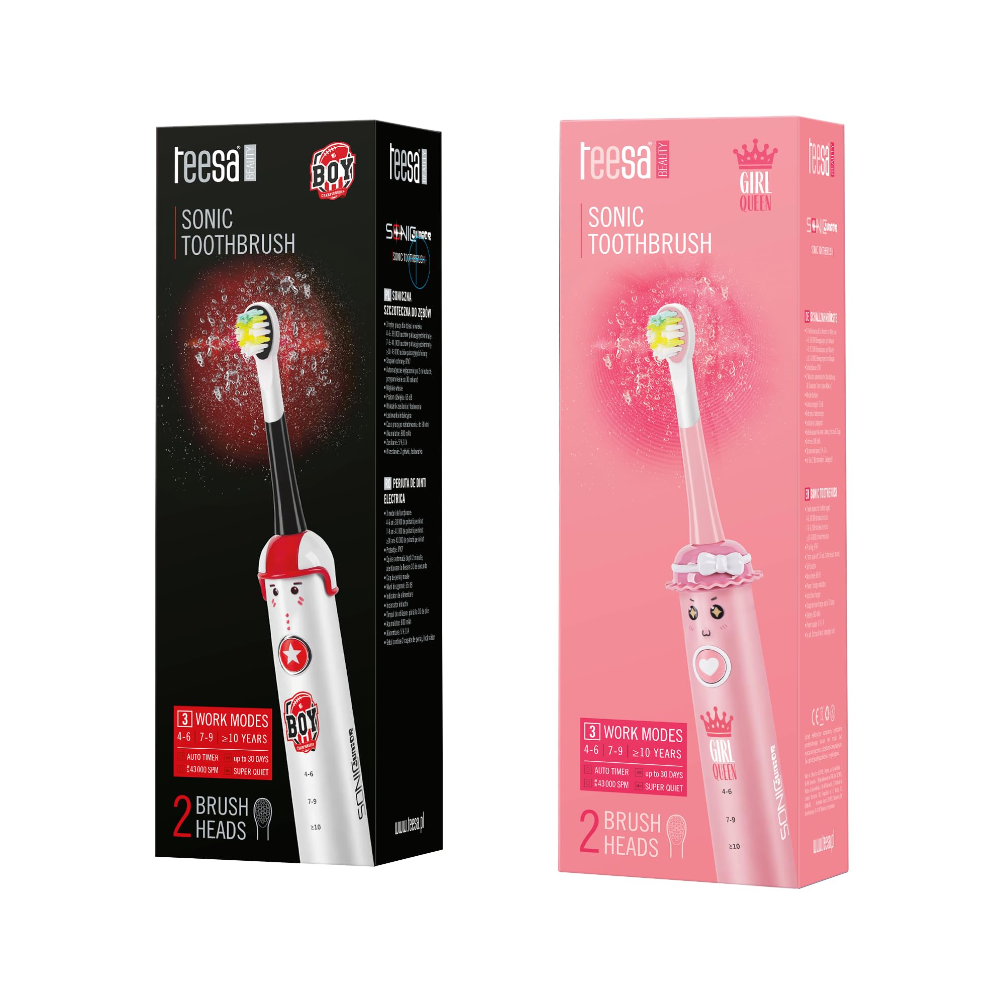 Teesa Sonic Junior - Cepillo de dientes eléctrico sónico para niños (cepillo de dientes sónico para niños)