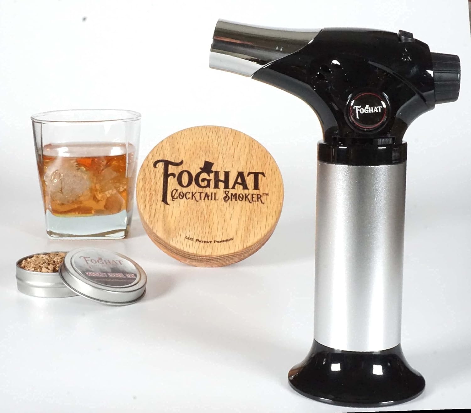 Foghat Cocktail Smoker with Bourbon Barrel Wood Shavings and Foghat Cocktail Smoking Torch Bundle