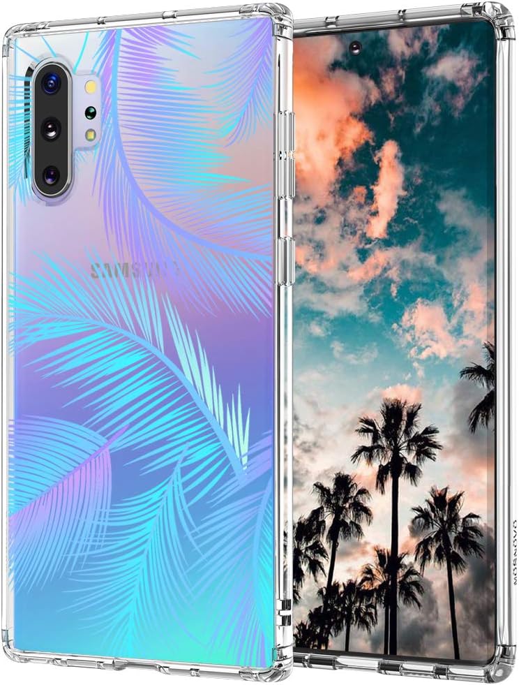 Case for Galaxy Note 10 Plus,MOSNOVO Shockproof TPU Bumper Slim Clear Case with Cute Design for Samsung Galaxy Note 10 Plus 5G Phone Case Cover - Tropical Palm Leaves Tree