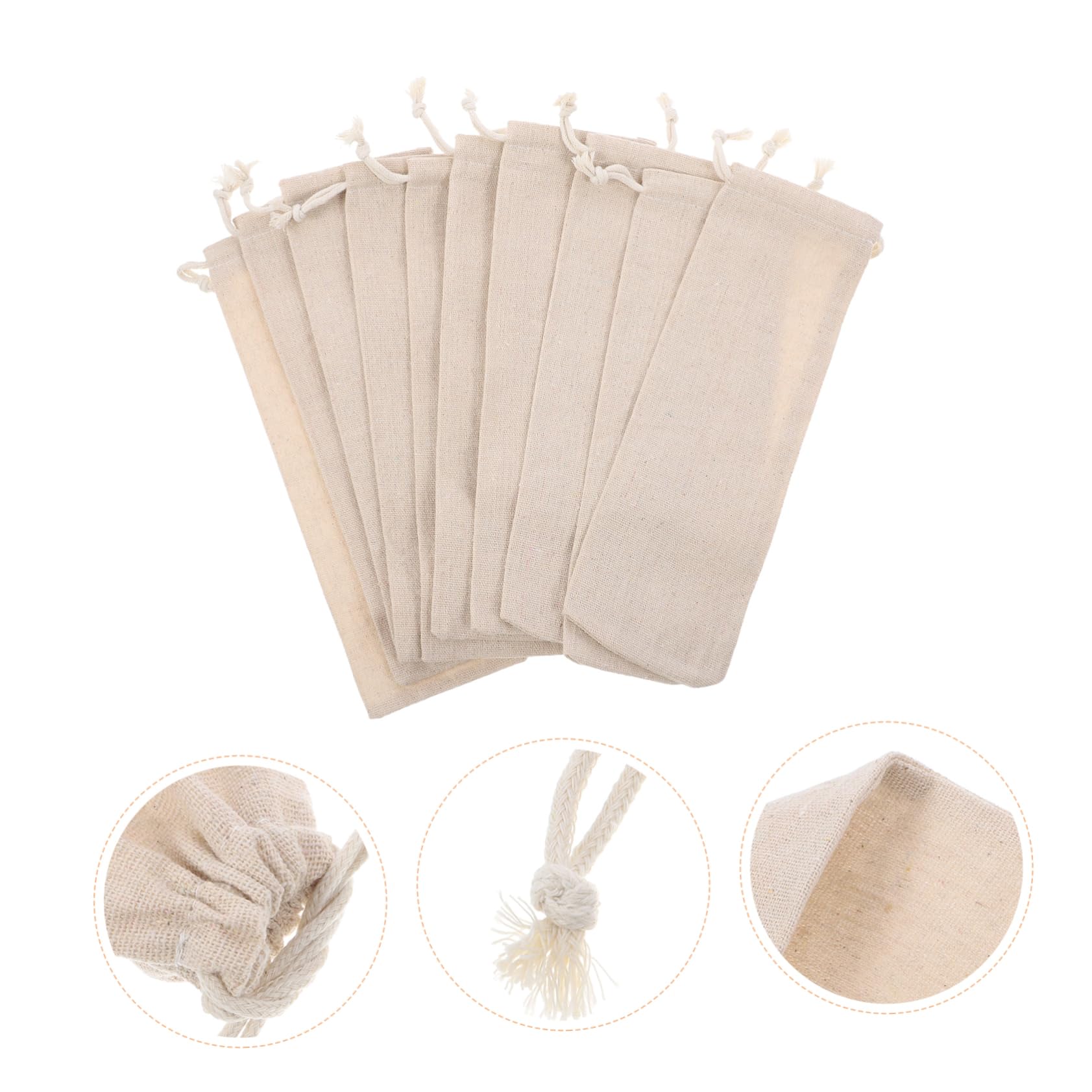 VINTORKY 10 Pcs Straw Storage Bag Cotton Pouch Bag for Travel Straw Cases Forks Spoons Compact Washable