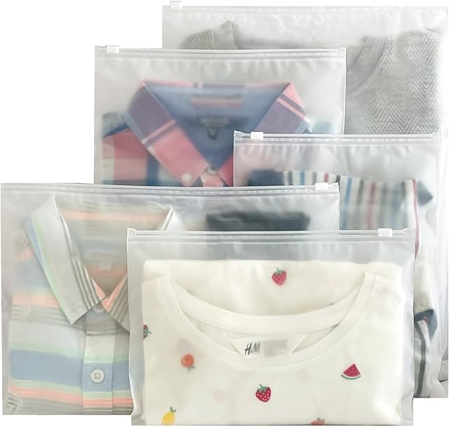 Marrie Ziplock Bags for Clothes Hospital Maternity Essentials Travel Space Saver Luggage Organiser No Vent Frosted Storage Pouch for Shoe Toiletries Garments School Trips Toys Home Cosmetic Pack of 20