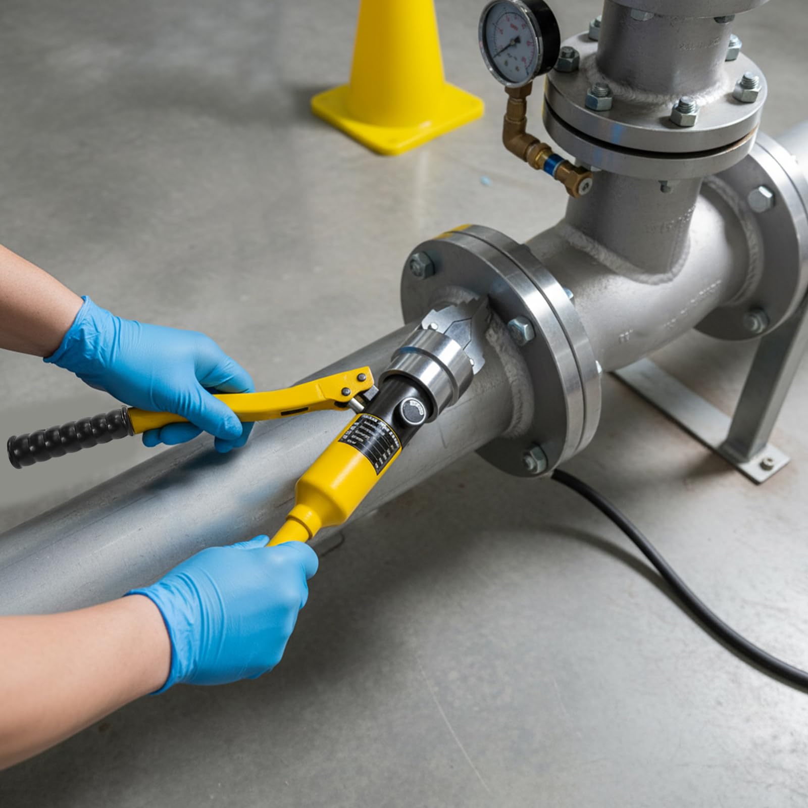12T Hydraulische Flanschspreizer, Hydraulischer Spreizer, Manuelles Hydraulisches Spreizwerkzeug, Tragbarer Integrierter Hydraulikspreizer für Rohrleitungsreparatur Bau