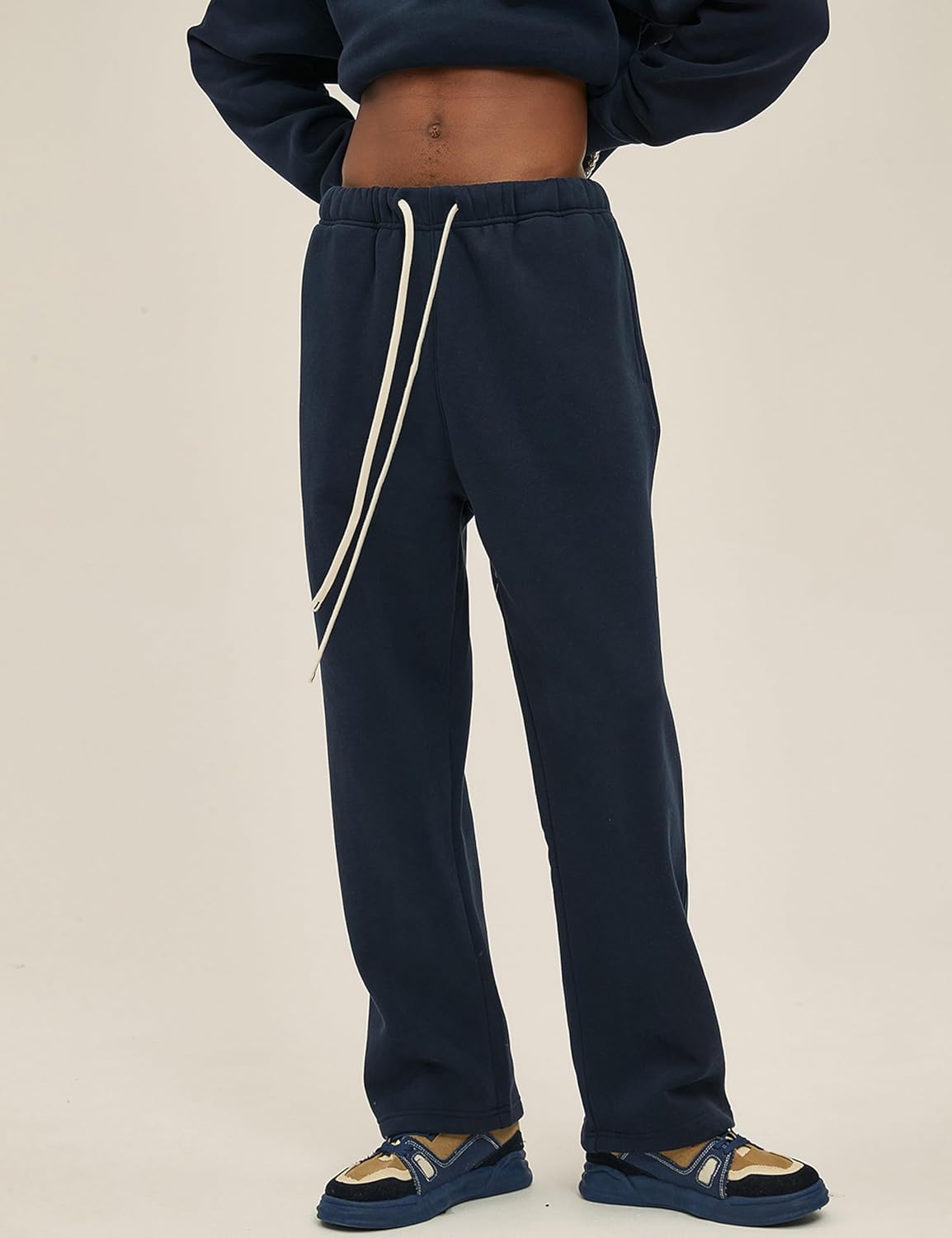 Baggy Winter Pants for Men Cotton Joggers Sweatpants Casual Loose Fit Drawstring Pant with Pockets - Image 2