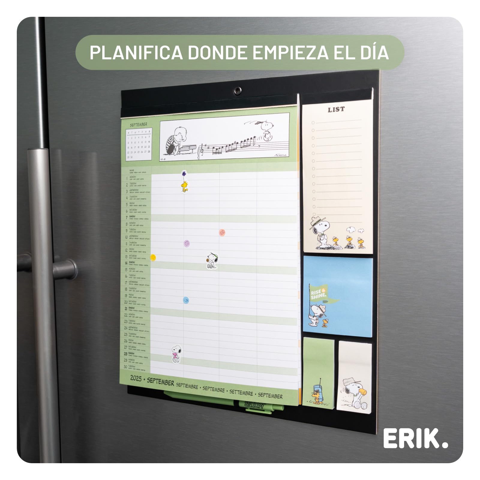 Calendario Magnetico Nevera 2026 Snoopy - Calendario Familiar 2026 pared : Planificador mensual con Iman | Incluye Pegatinas, Notas Adhesivas y Cuelga Fácil [16 MESES]
