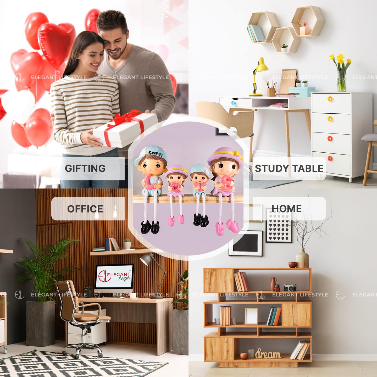 Adorable Family Figurines - Cute Couple & Kids Decor -6
