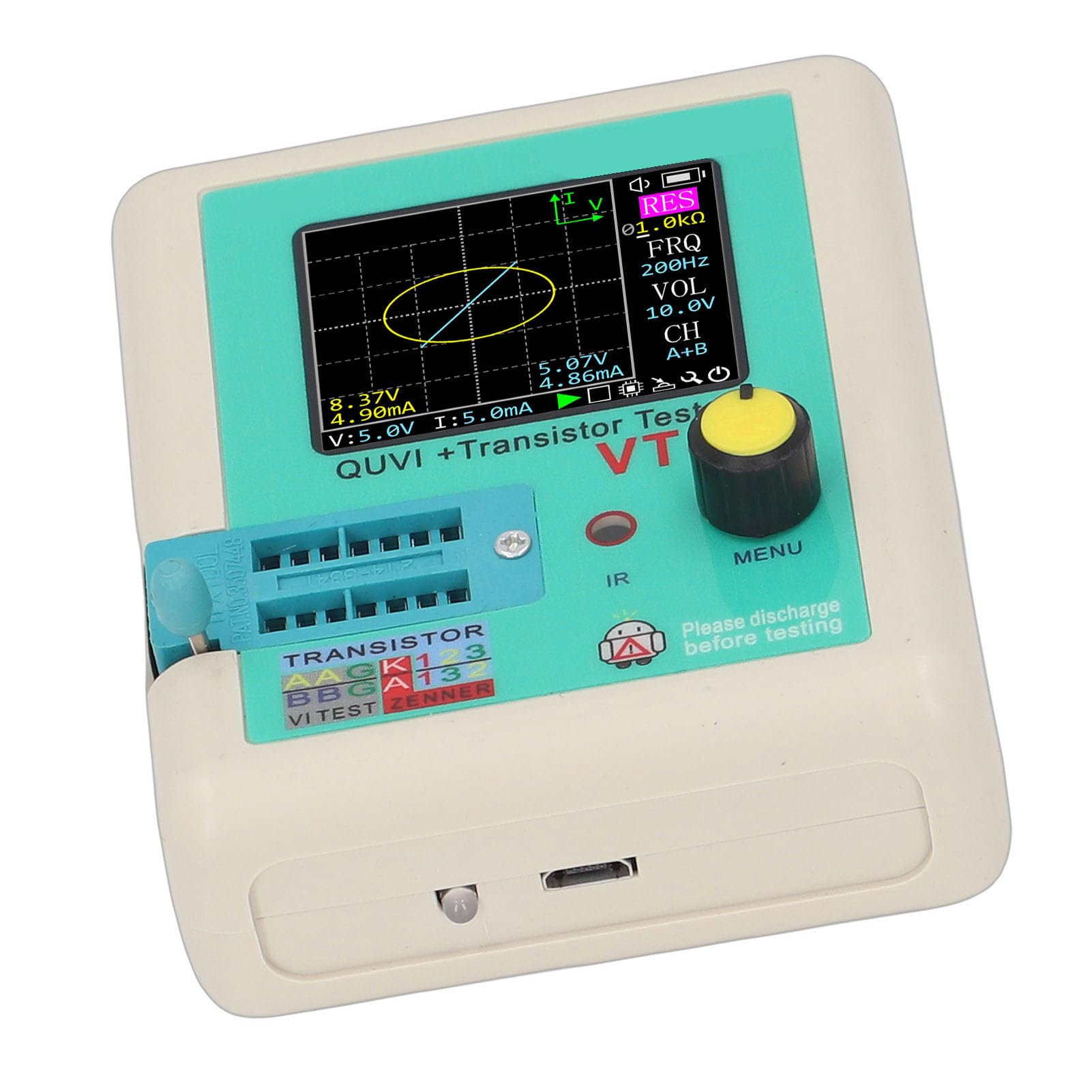 Topiky Curva VI e Tester per Transistor Strumento di Rilevamento Guasti del Circuito Stampato, Tester per Misuratore di Transistor Multifunzione, per Componenti Elettronici SMD, Manutenzione Diagnosi