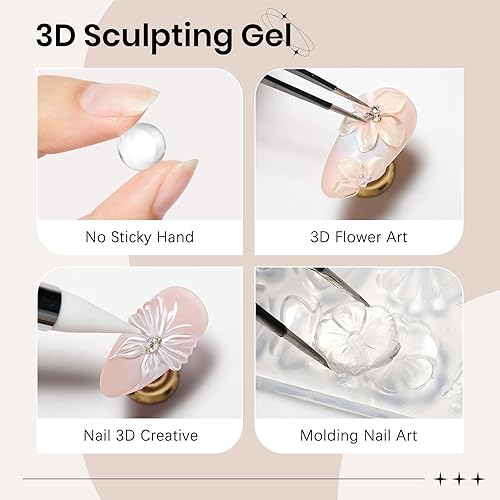 Miniatura 3 de Gel 3D para arte de uñas, gel duro sólido para esculpir uñas, no pegajoso para tallar, extensión de edificios con lápiz de arte de uñas, manicura