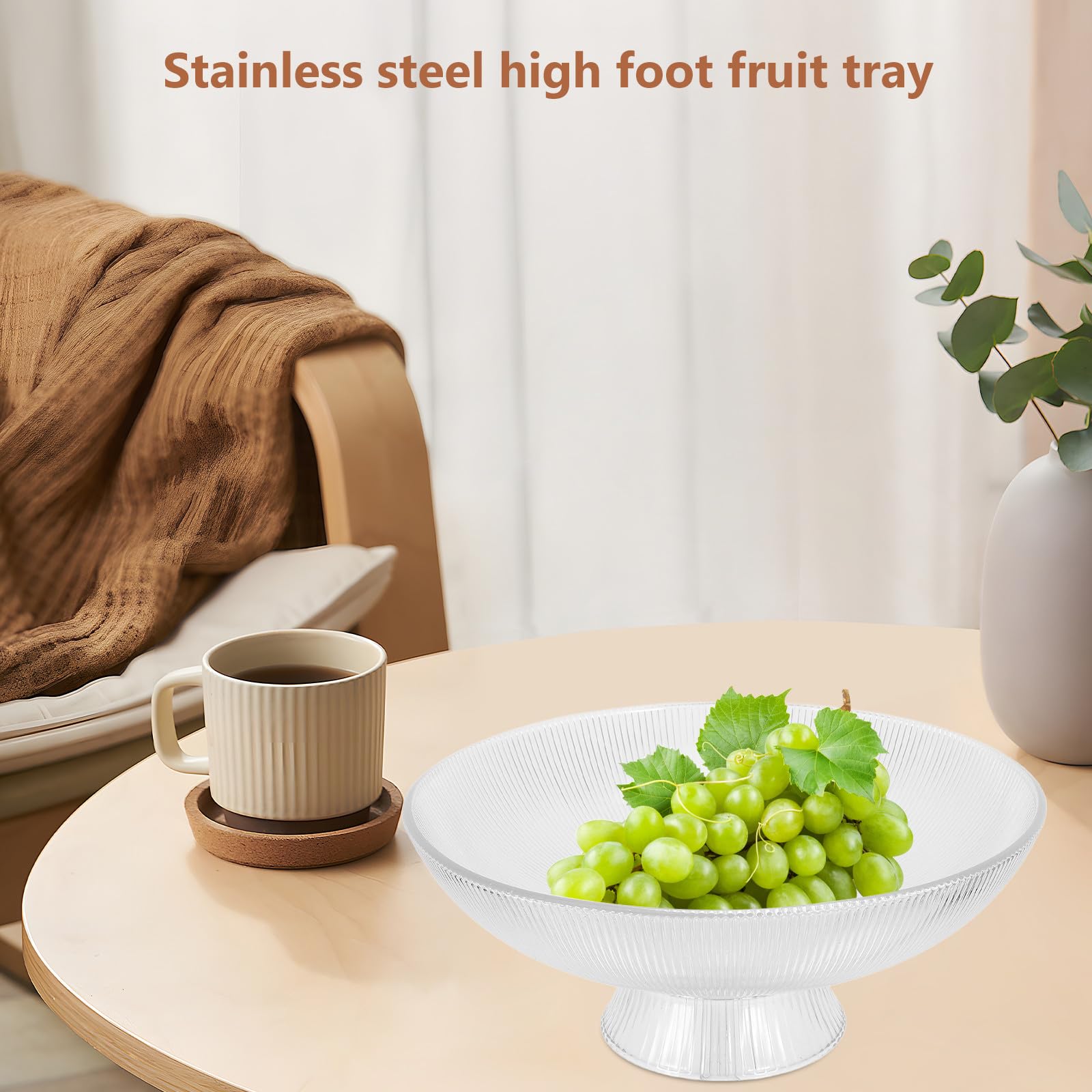 Fruttiera in Vetro Trasparente Piedini Verticali, Piatto di Frutta Decorativo Piccolo, Ciotola da Portata per Intrattenere e Uso Quotidiano in Cucina