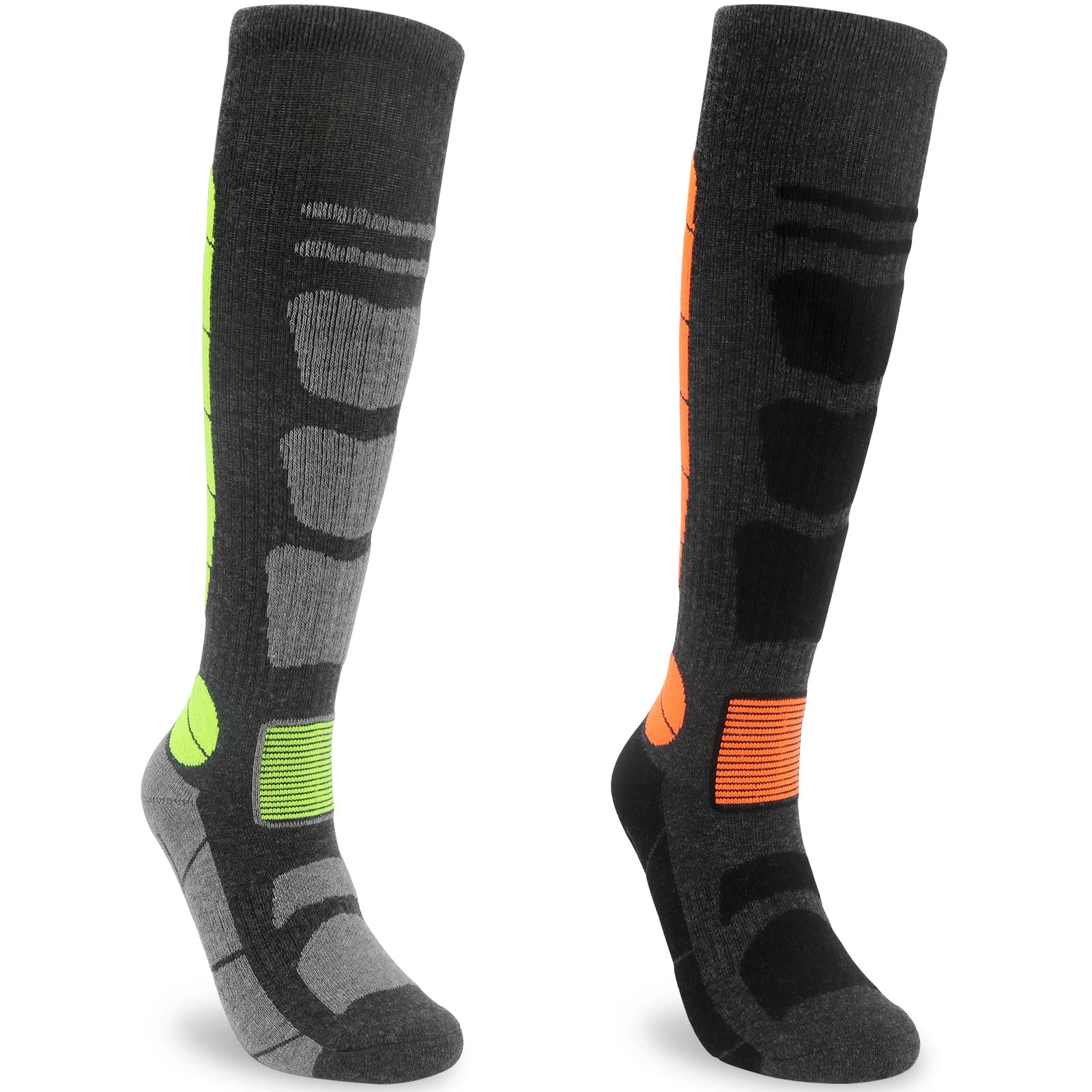 srclo 2 Pairs Womens Merino Wool Ski Socks,Thermal Knee High Long Walking Hiking Skiing Socks,Cushioned Arch Support Snowboard Warm Thick Winter Socks with Full Terry