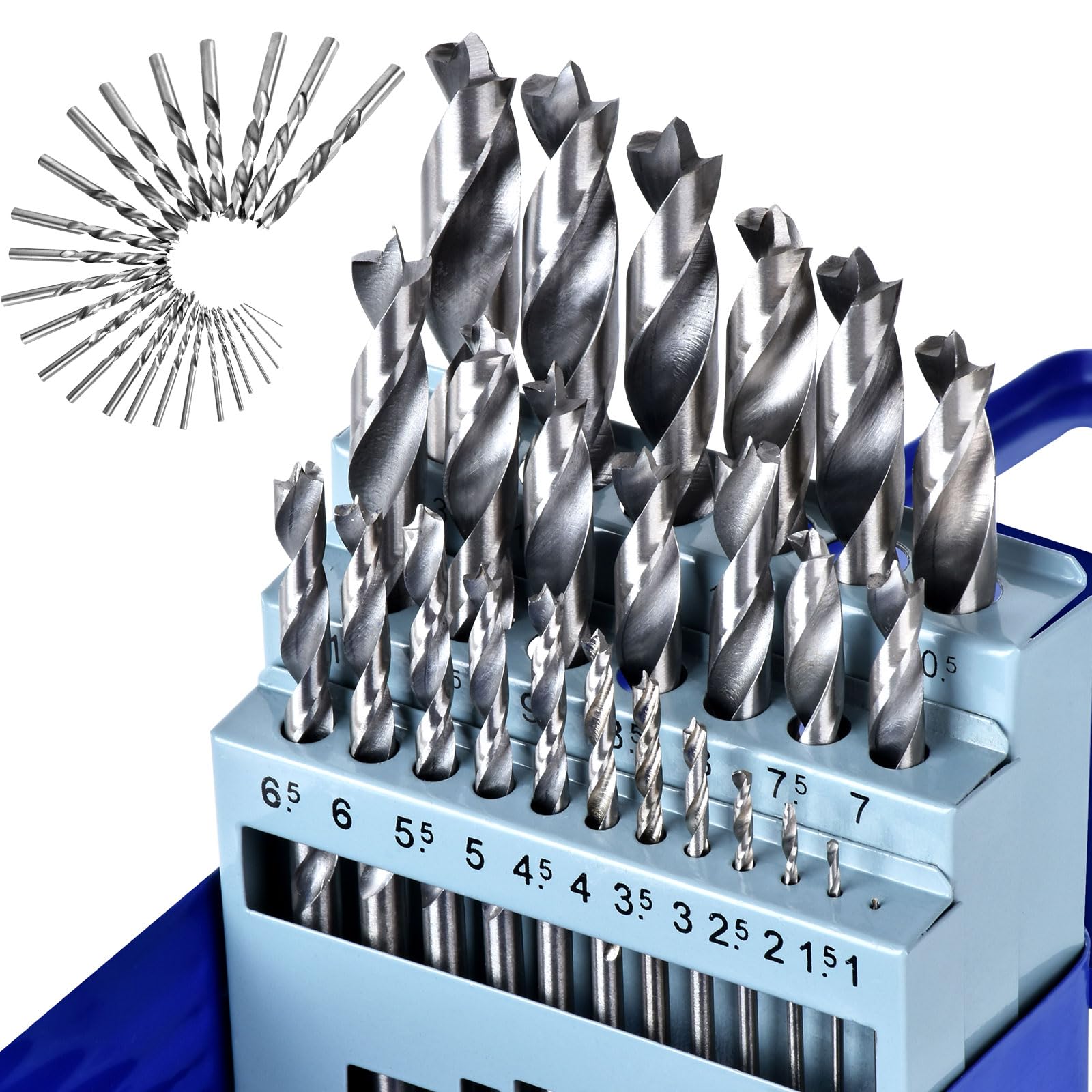 25PCS HSS Drill Bit Set,diameter 1.0 to 13mm Brad-point Bits Set including Foldable Storage Case,Carpentry Tools and Equipment Accessories for Wood Plastic Cork Rubber