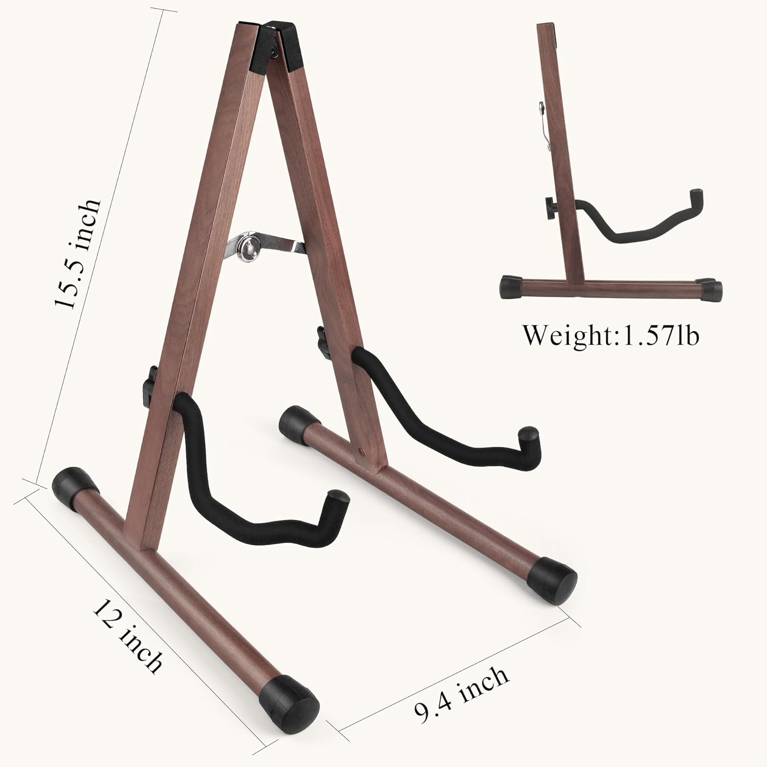 DIDA Guitar Stand, Wooden A-Frame Stands for Acoustic Guitar, Violin, Ukulele, Electric Guitar, Bass, and Cello with Non-Slip Padding for Home and Travel (Black Walnut, Acoustic Guitar)