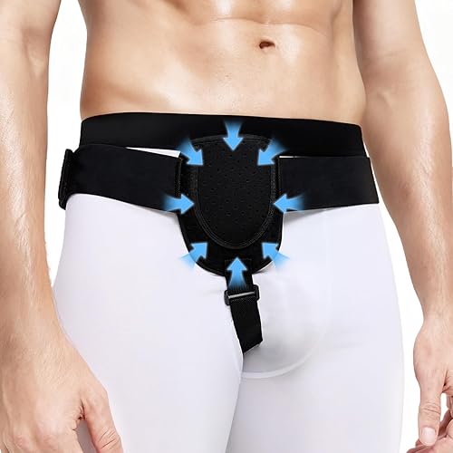 Cinturones de hernia para hombres y mujeres, braguero de soporte de hernia femoral inguinal con almohadillas de compresión extraíbles, correa de