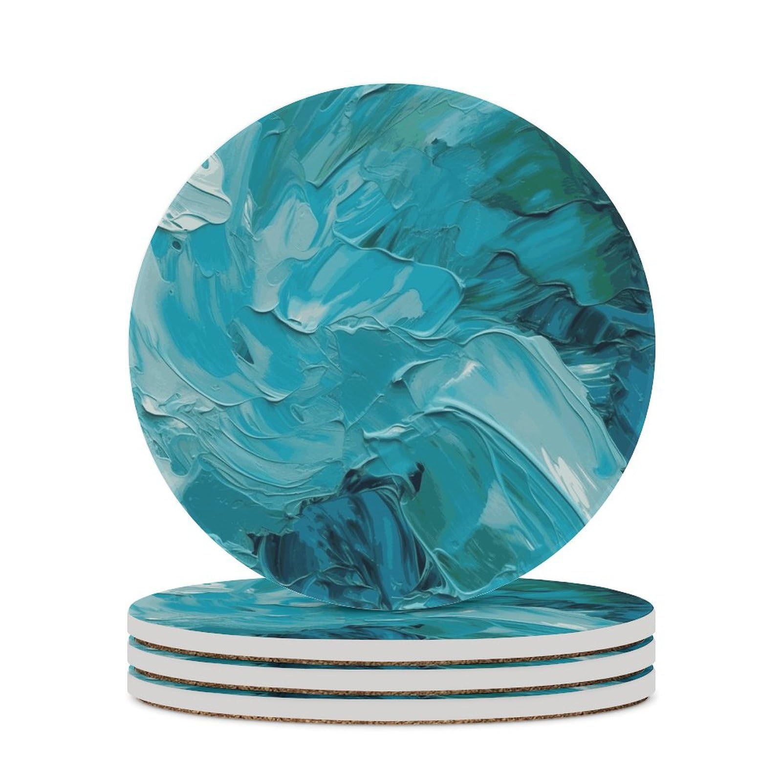 Dessous de verre décoratif peinture bleue idée cadeau lot de 4 en céramique