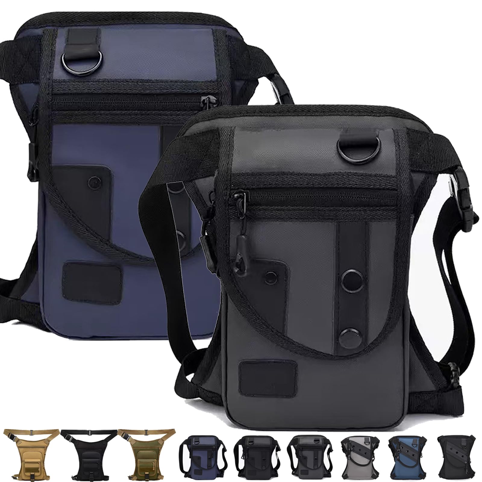 Tactical 3-in-1 Leg Bag, Weatherproof & Extremely Robust Thigh Bag, Drop Leg Waist Pack for Hiking Camping, Multi-Purpose Biker Fanny Pack for Men Women Cycling Outdoor Work Travel Pouch (2Pcs-K)