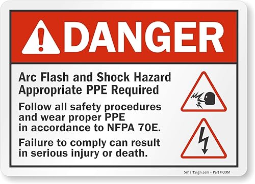 Miniatura 4 de SmartSign - U1-1082-ND_10x7 Etiqueta Adhesiva de Vinilo, Leyenda "Peligro Arco Flash y Peligro de Choque PPE" con Gráfico, 7" alto x 10" ancho,