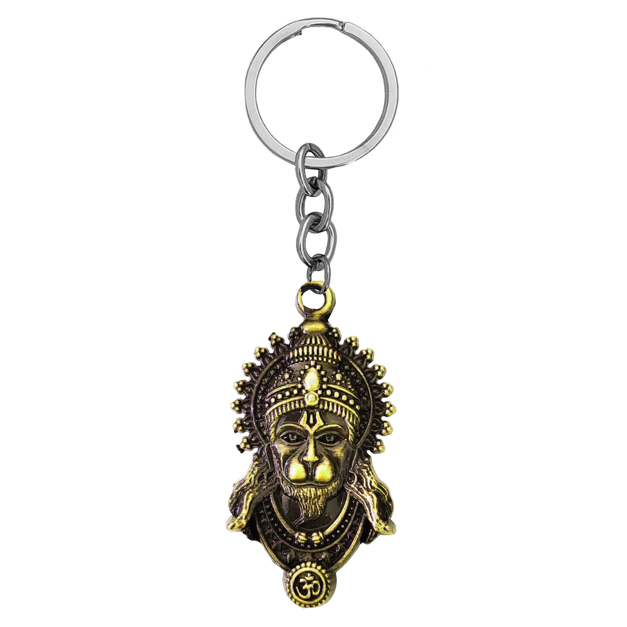 M Men Style Hanuman Metal Keychain | Antique Copper Finish | Spiritual & Protective Key Ring for Car, Bike, and Home Keys Copper