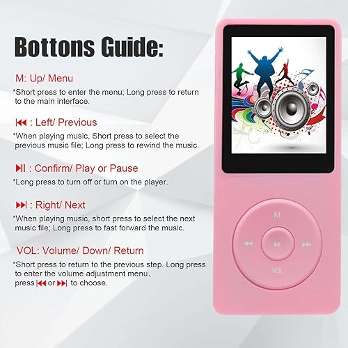 Miniatura 3 de Reproductor de MP3 de 64 GB con altavoz, reproductor de música portátil para niños, compatible con grabadora de voz, foto y video, libro