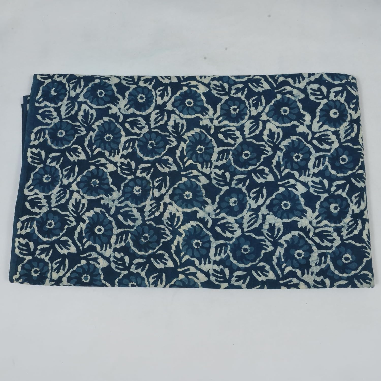 Hand Block Print Fabric by The Yard - PRECUT 5 Yard 44 Inch Width - 100% Cotton Material Indigo Blue Paisley Pattern - Light Weight Indian Cloth for Making Summer Dress Tops (Indigo Blue 5, 5 Yard)