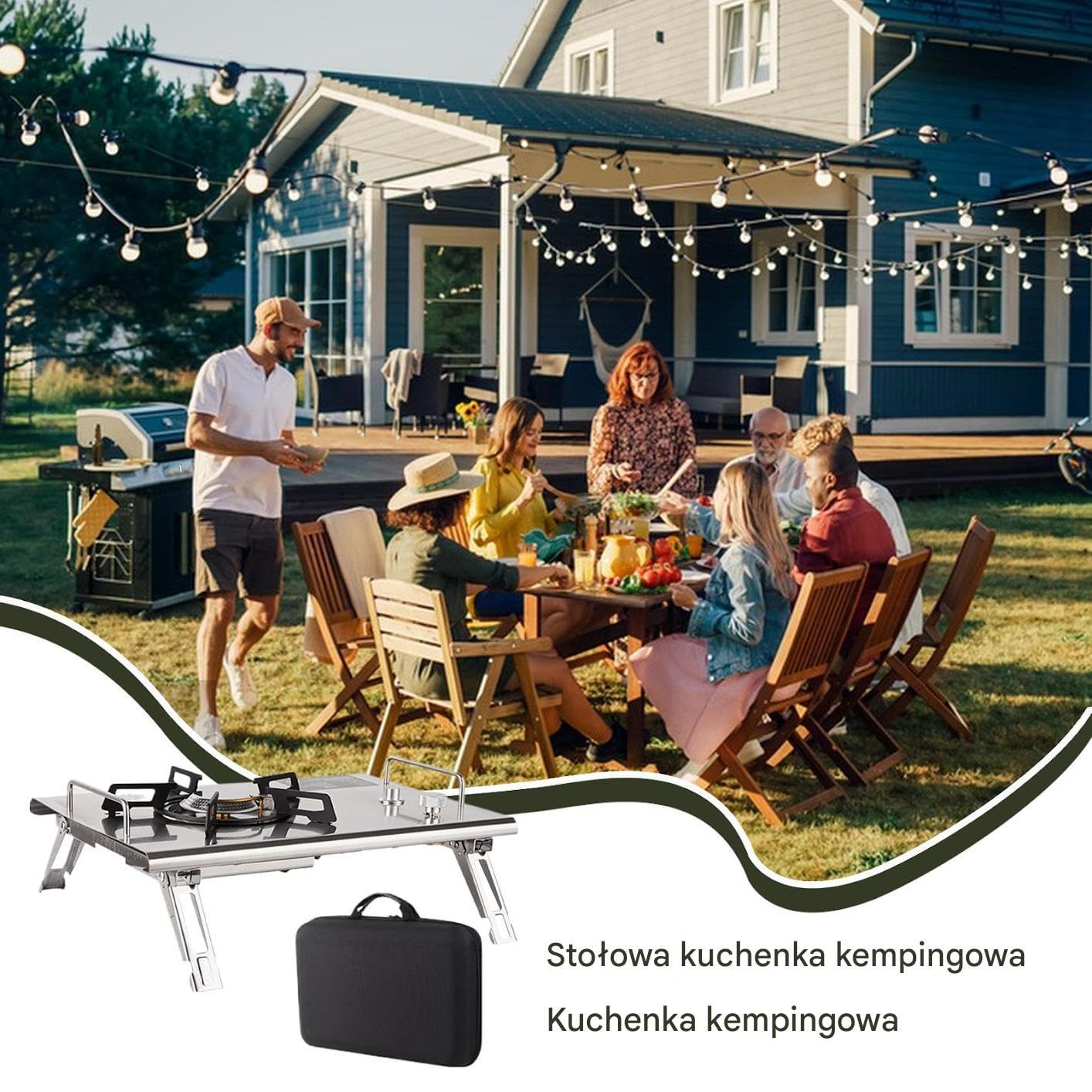 Pranżnik Turystyczny Przenośna Składana Kuchenka Turystyczna Do Gotowania | Akcesoria Kuchenne do Gotowania na Zewnątrz Grillowania BBQ na Ryby Imprezy w Ogrodzie Kemping Piknik