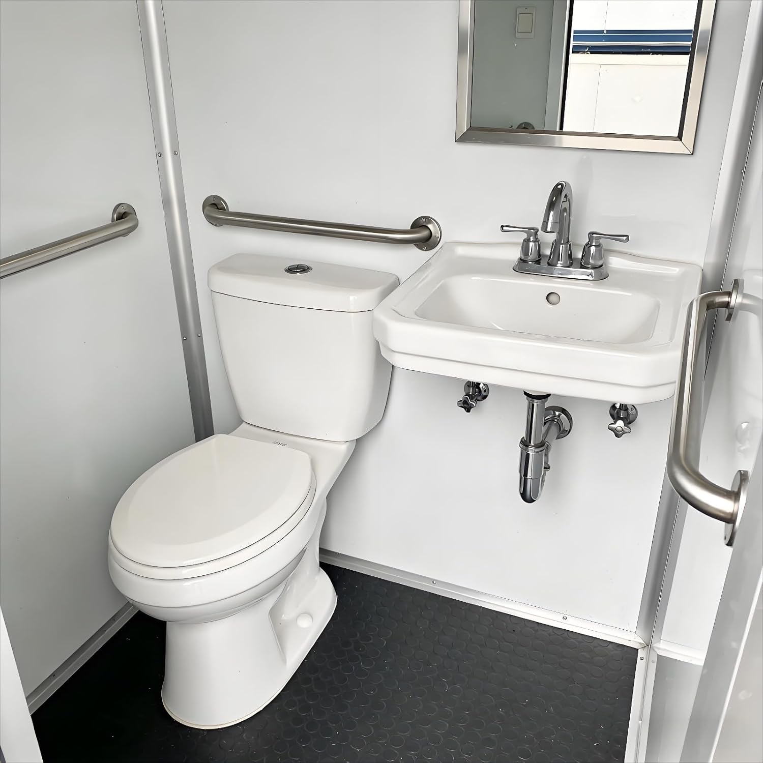Portable Restroom Portable Toilet Porta Potty, Commercial Multi Stall Flushing Mobile Restroom with Sink, Towable Restroom Trailer for Construction Jobsite Outdoor Events Wedding Public Use