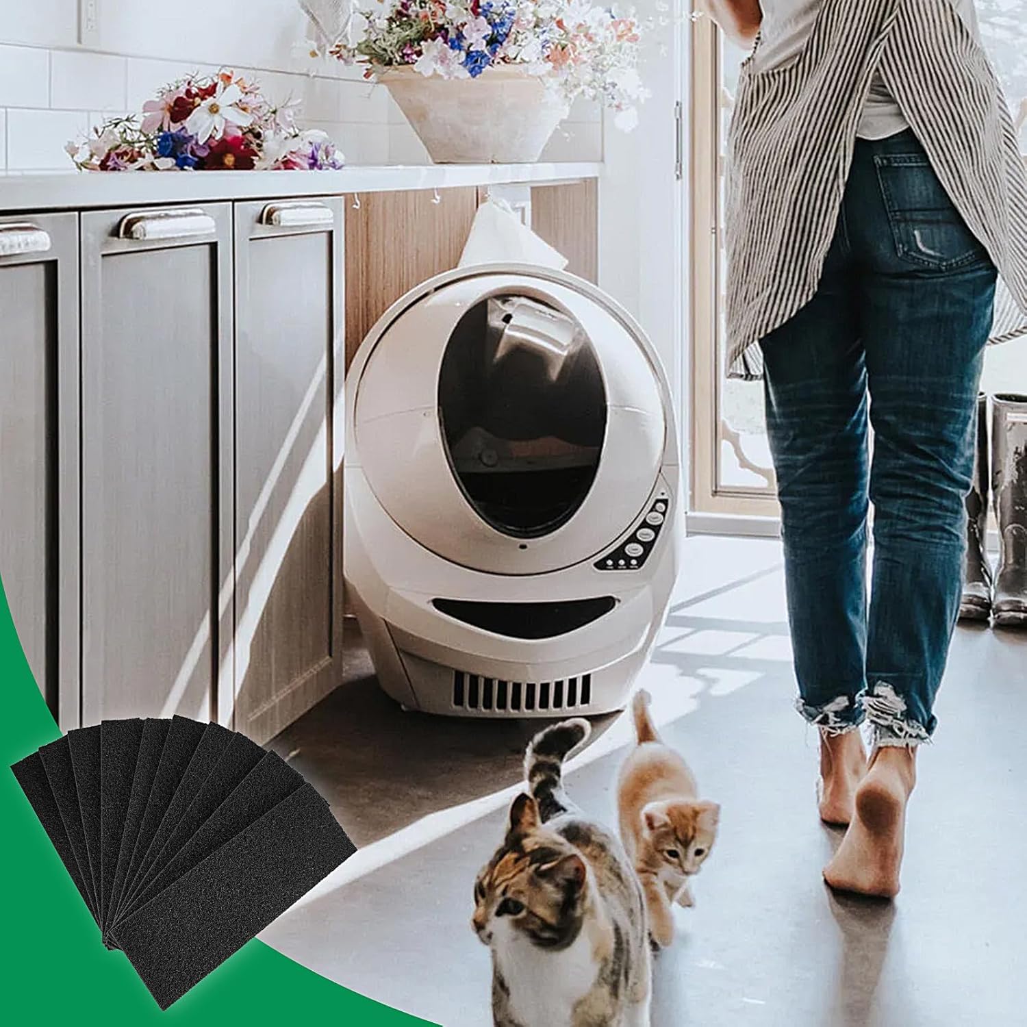 Aktivkohlefilter, kompatibel mit Litter-Robot 3, Katzentoilettenfilter, Ersatz für Katzentoiletten-Modelle, um Gerüche zu absorbieren, Feuchtigkeit von Haustieren zu kontrollieren und das Zuhause