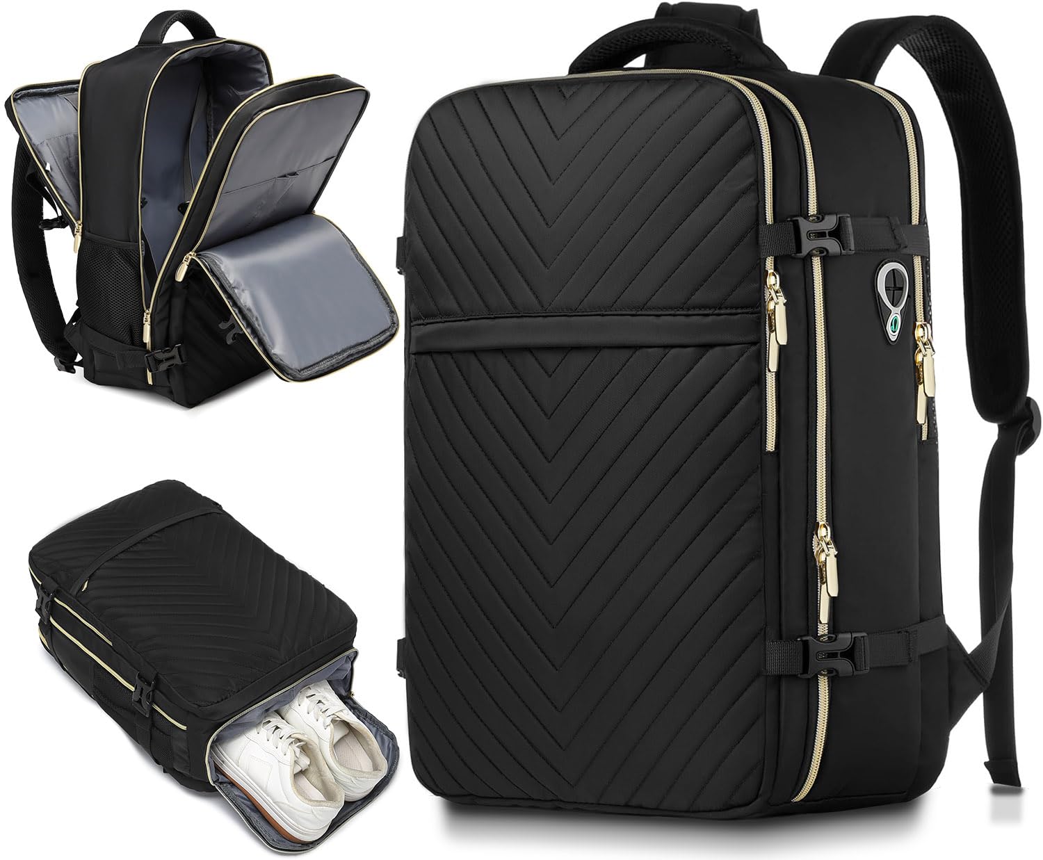 Large Carry On Travel Backpack - Flight Approved Personal Item Backpack with Shoe Compartment Waterproof Luggage Suitcase Backpacks for Women Fit 17