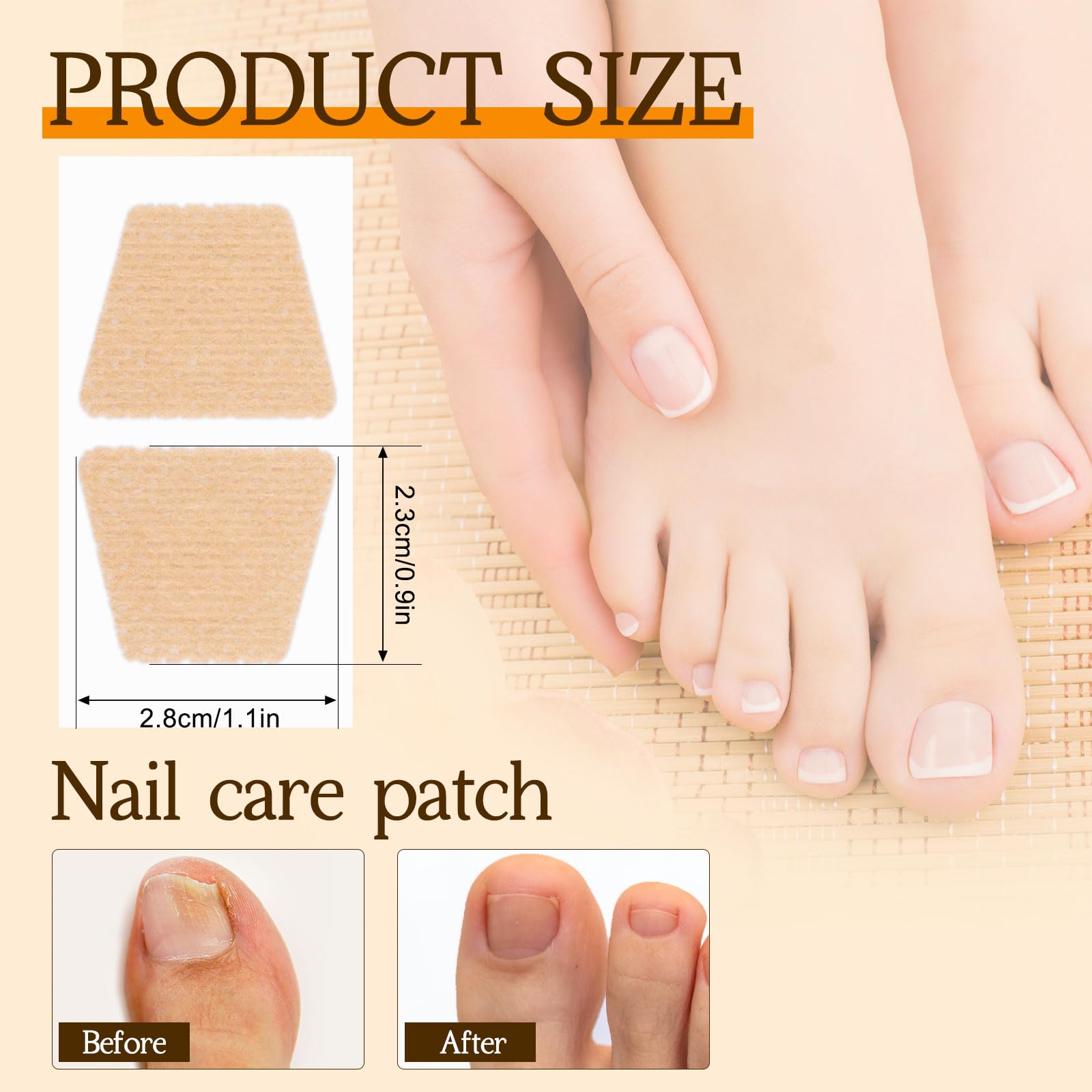 BOXOB 50pcs Nail Repair Patches, Extra Strength Toenail Renewal Fungal Repair Patches, 8-Hour Overnight Ingrown Correction Nursing for Fungus Damaged & Discolored Appearance Nails