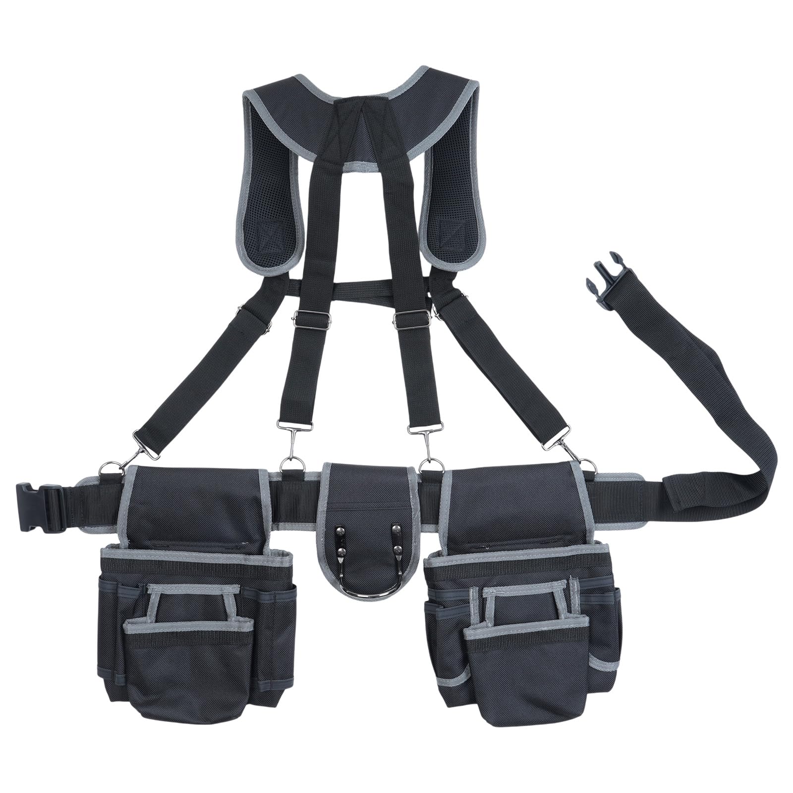 YHAILI Heavy Duty Adjustable Carpenters Tool Belt With Multi Pockets Pouches And Reinforced Suspenders For Construction Work