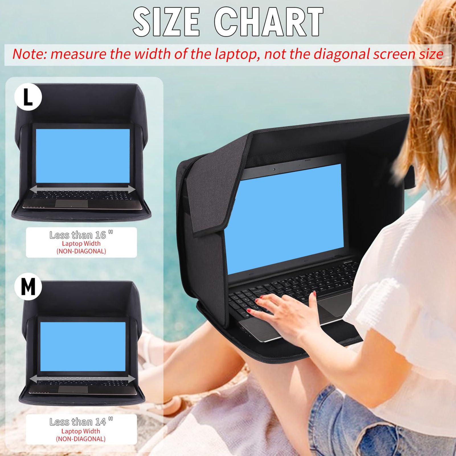 VBESTLIFE Ombra da Sole per Laptop, Laptop Sun Gare Shield Privacy Screen Hood, Borsa per Lapte per Laptop Pieghevole per Esterno, per 16 Pollici e Sotto i Laptop