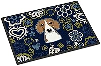 Vista 233 de Caroline's Treasures BB1449JMAT - Tapete de bienvenida de carlino negro, 24 x 36 pulgadas, tapete azul para puerta delantera, para interiores