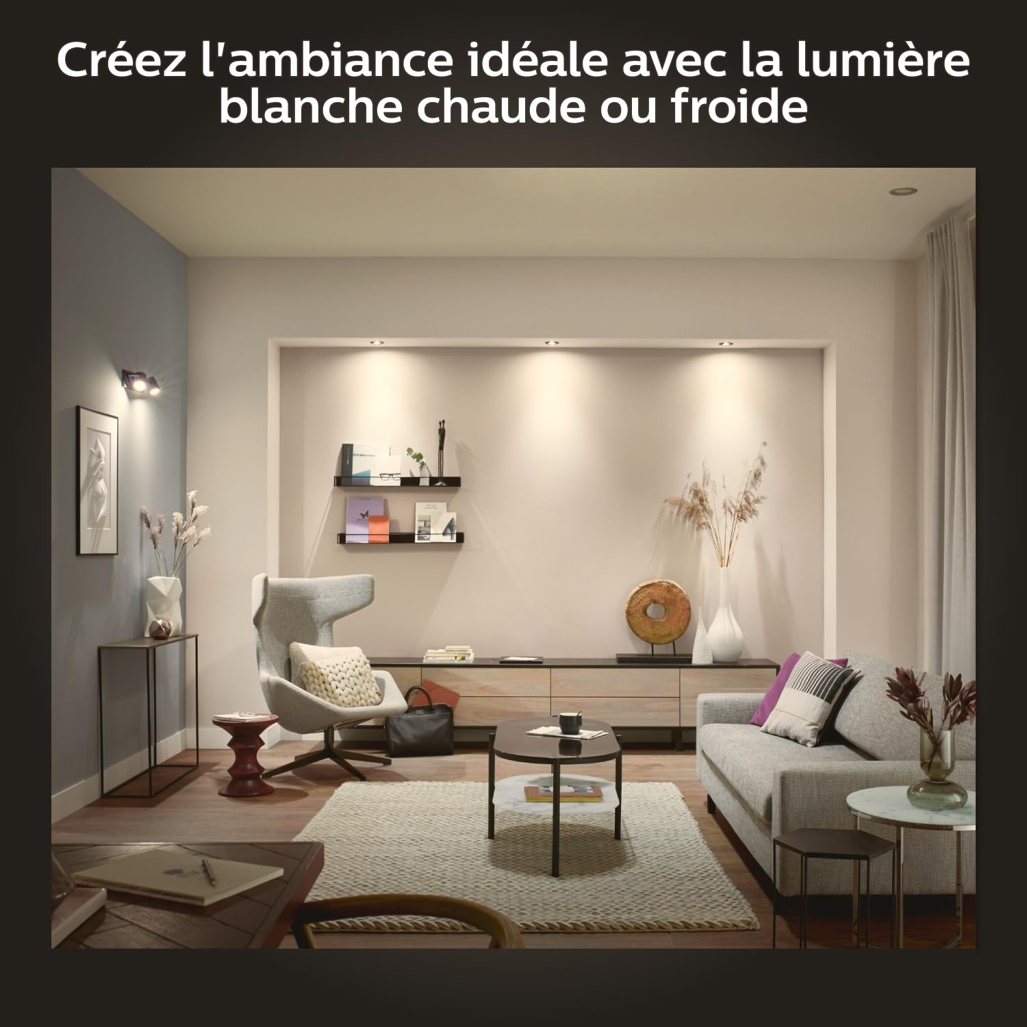 Philips Hue White Ambiance, Milliskin spots encastrés blancs 3x5W, compatible Bluetooth, fonctionne avec Alexa, Google Assistant et Apple Homekit