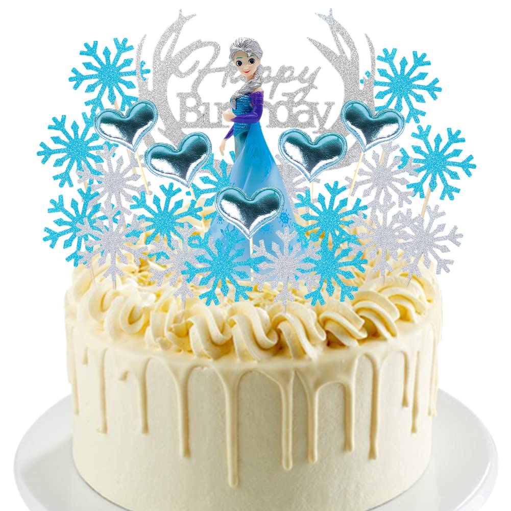 OCDSLYGB Princess Cake Decoration Princess Figures Set Elsa Princess Cake Toppers Happy Birthday Party Supplies Cupcake Figurines Cake Decoration Party Supplies Kids Birthday Party 27PCS (TDD4160)