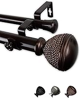 Vista 2 de Rod Desyne Octogone - Barra de cortina doble de 1 pulgada, 66-120 pulgadas, color bronce