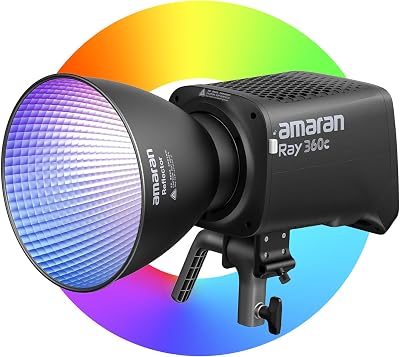 amaran Ray 360c 360W RGB LED Video Light APP/DMX Control 12 Effects,COB Continuous Output Lighting, Bowens Mount Portable Light for Photography, Studio,Video Recording (Ray 360c)